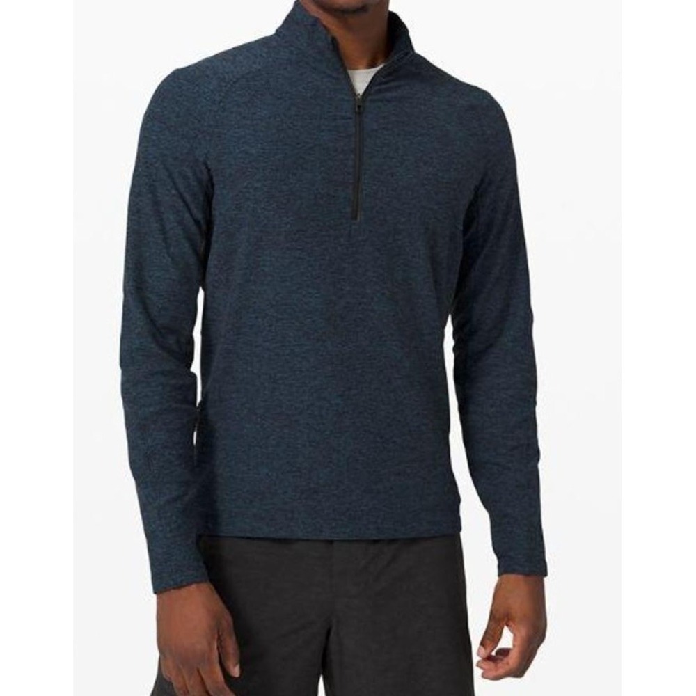 Lululemon Surge Warm 1/2 Zip Pullover Men's size Medium in Blue Heathered Read